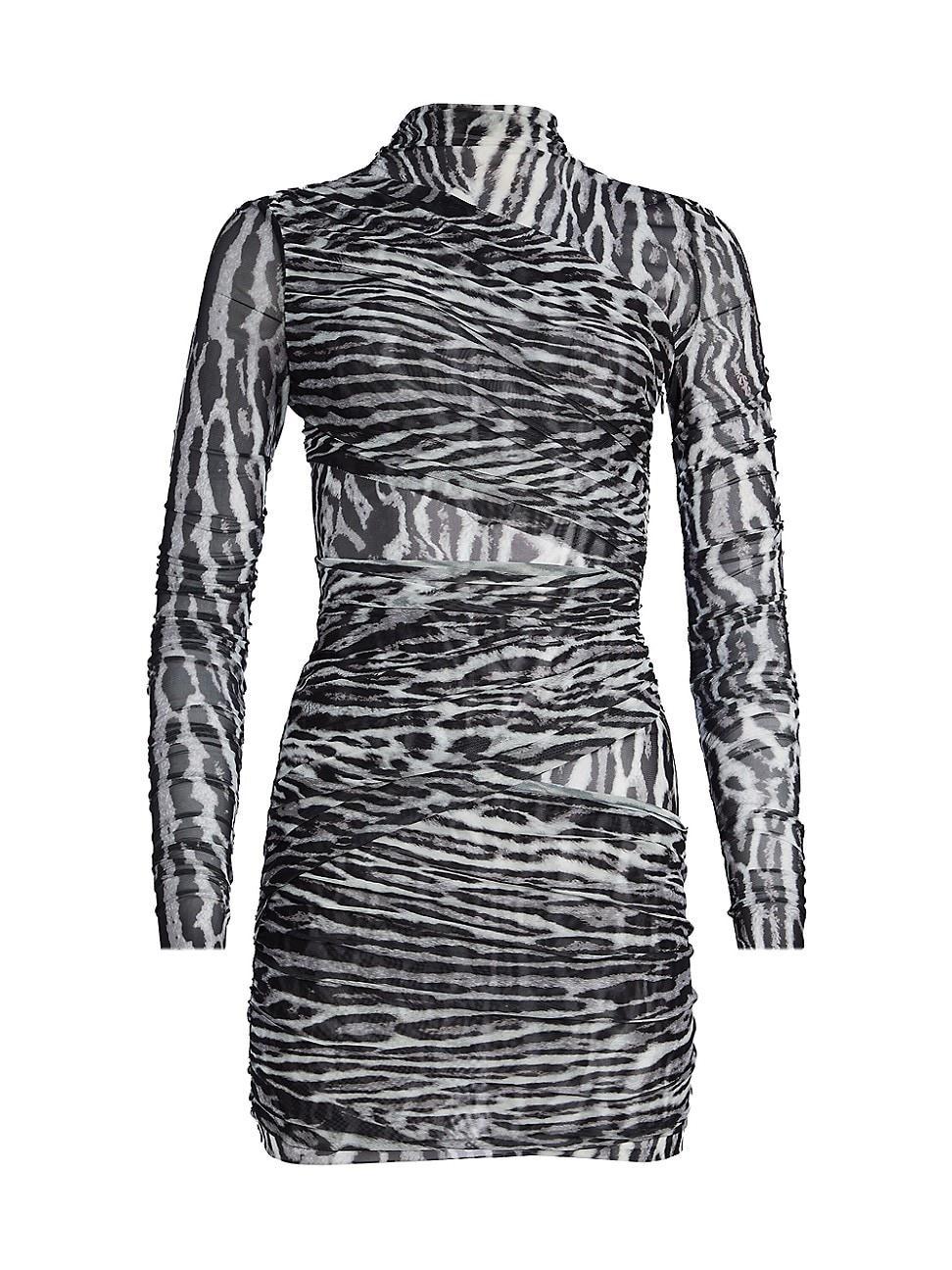 Aelia Mesh Turtleneck Bodycon Mini Dress Product Image