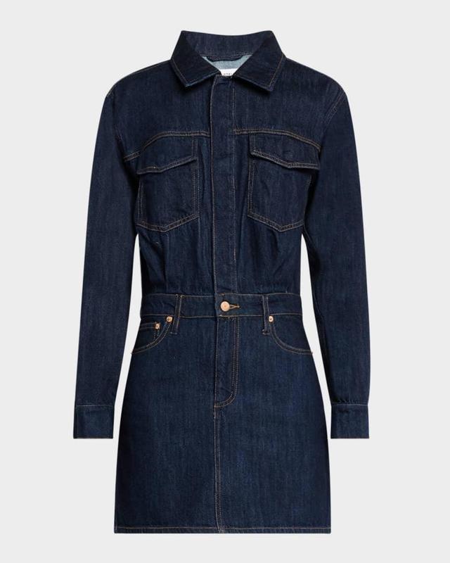 Nina Long-Sleeve Denim Shirtdress Product Image