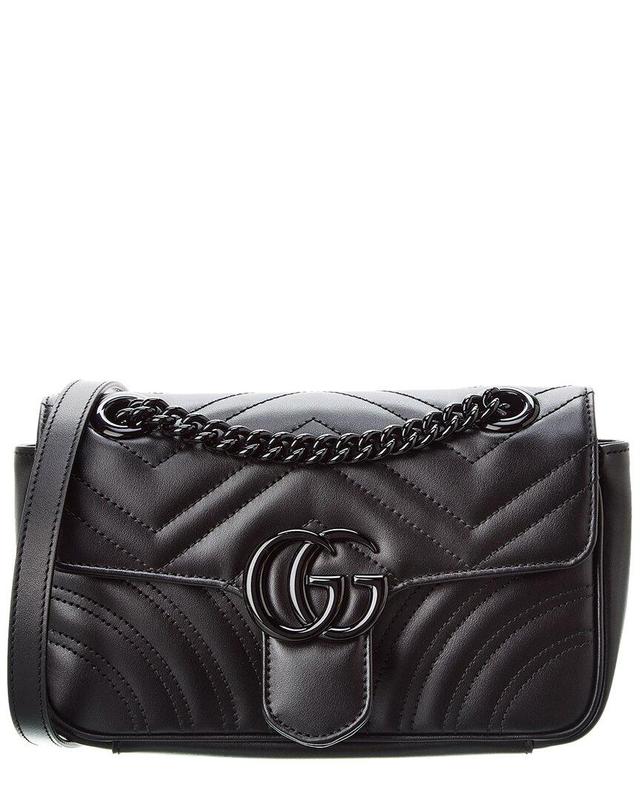 Gg Marmont Mini Matelasse Leather Shoulder Bag In Black Product Image