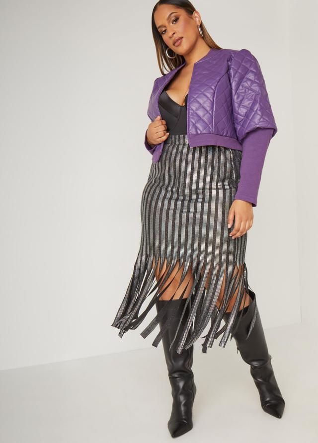 Plus Size Embellished Fringed Midi Skirt Ashley Stewart Product Image