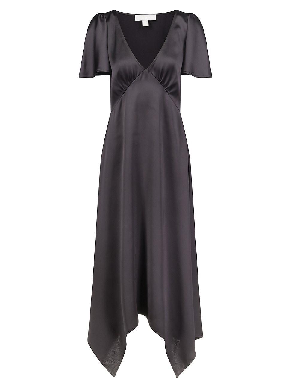 Womens Satin Short-Sleeve Midi-Dress Product Image