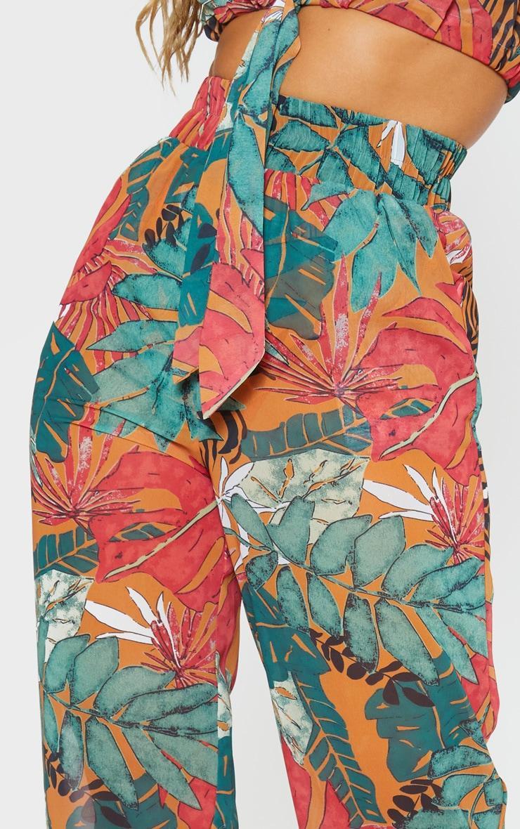 Orange Big Leaf Wide Leg Beach Pants Product Image