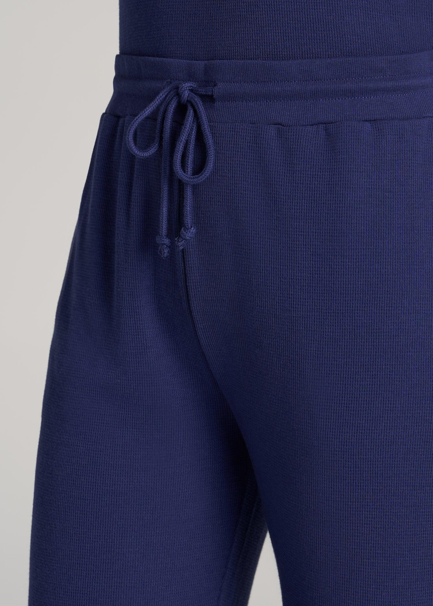 Open-Bottom Waffle Lounge Pants for Tall Women in Midnight Blue Female Product Image