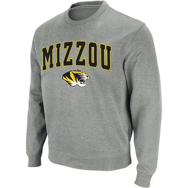 Mens Colosseum Heather Gray Missouri Tigers Arch & Logo Crew Neck Sweatshirt Product Image