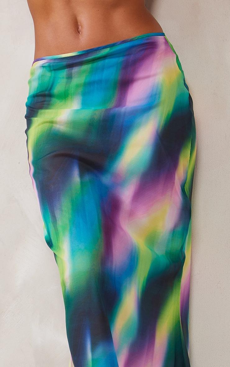 Purple Abstract Print Chiffon Fishtail Maxi Beach Skirt Product Image