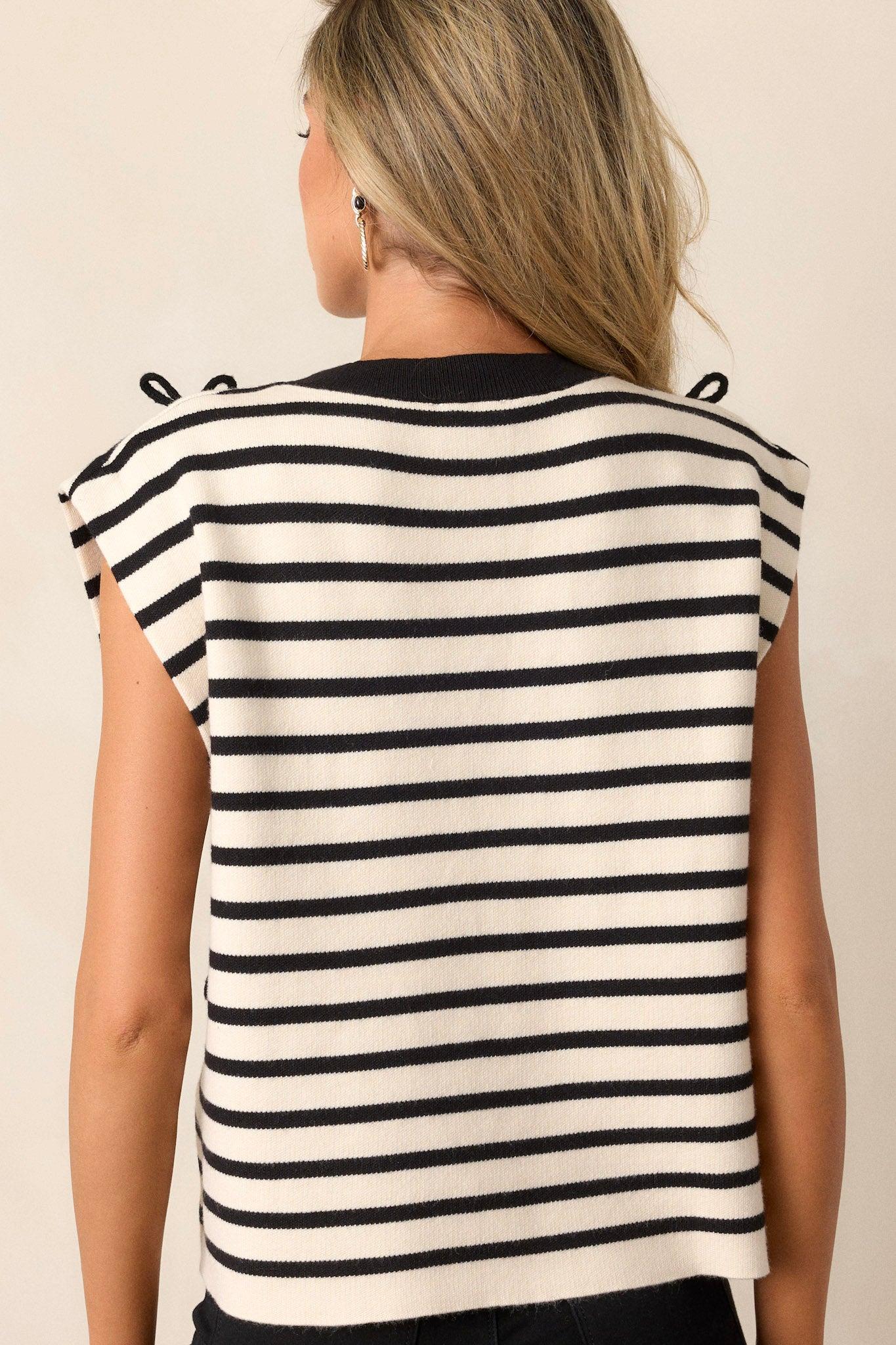 Sweet Melissa Black Stripe Cap Sleeve Top Product Image