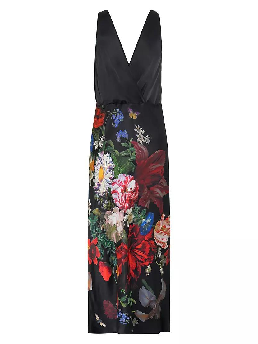 Floral Silk V-Neck Slipdress Product Image