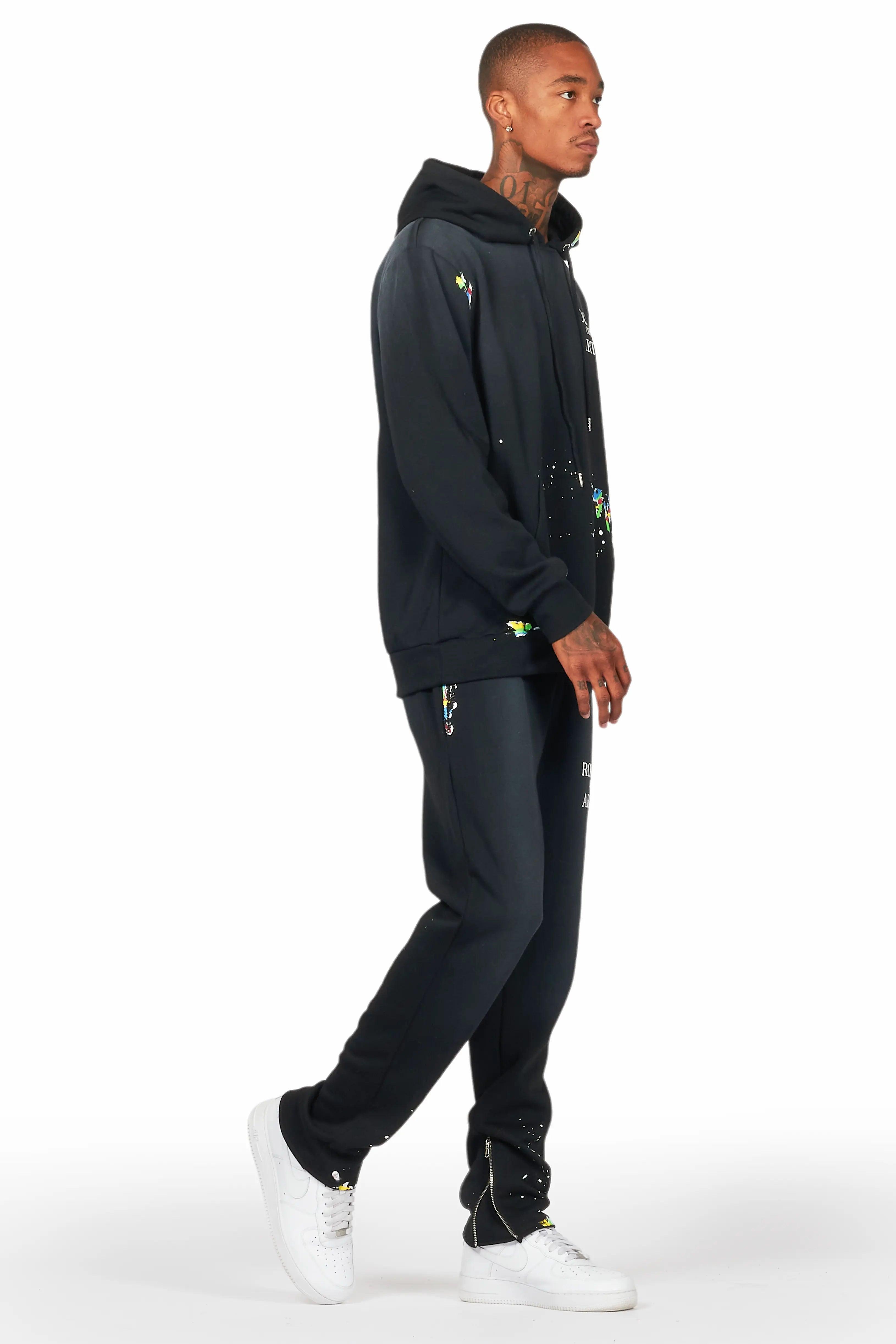 Rockstar Art Dist. Black Slim Hoodie Track Set Male Product Image