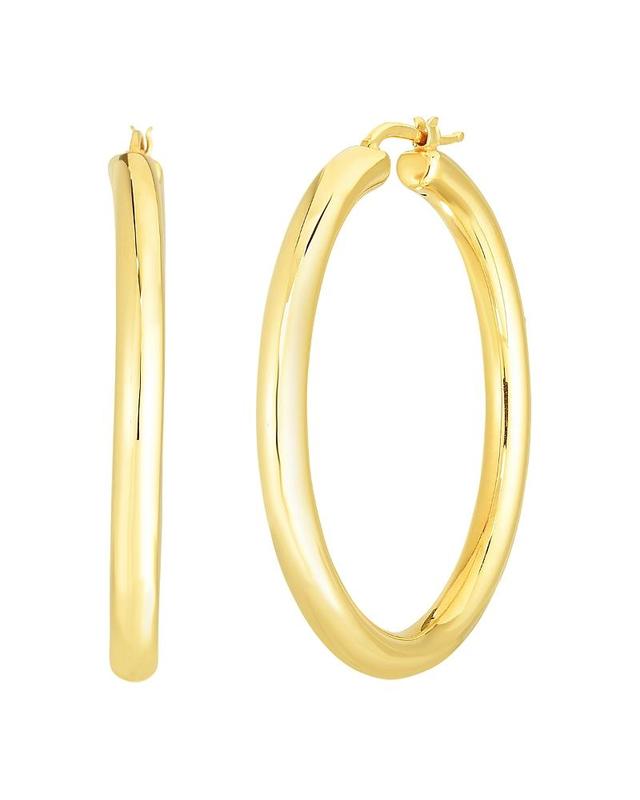 Womens 18K Yellow Gold Round Tubular Hoop Earrings, 43MM Product Image