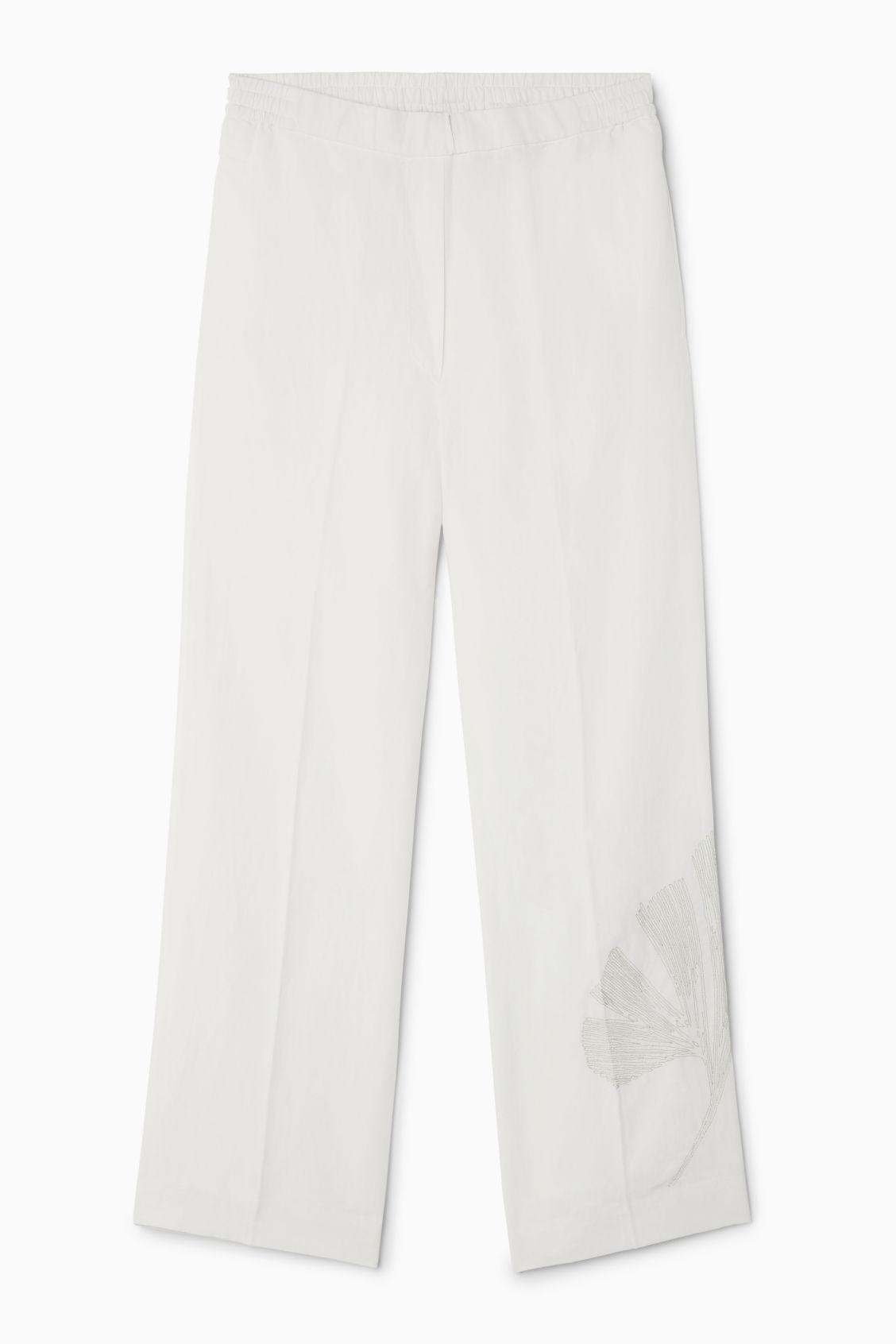 EMBROIDERED WIDE-LEG PANTS Product Image