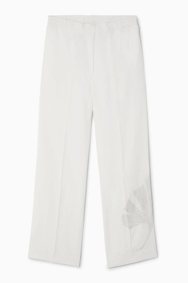 EMBROIDERED WIDE-LEG PANTS Product Image