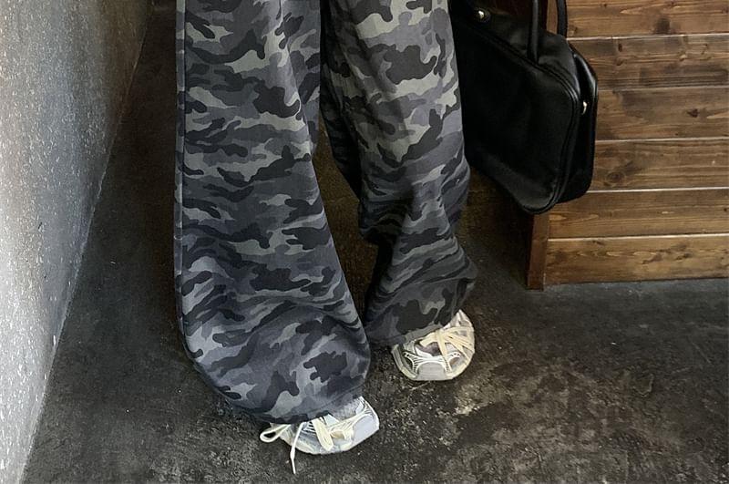 High Rise Camouflage Wide Leg Pants Product Image