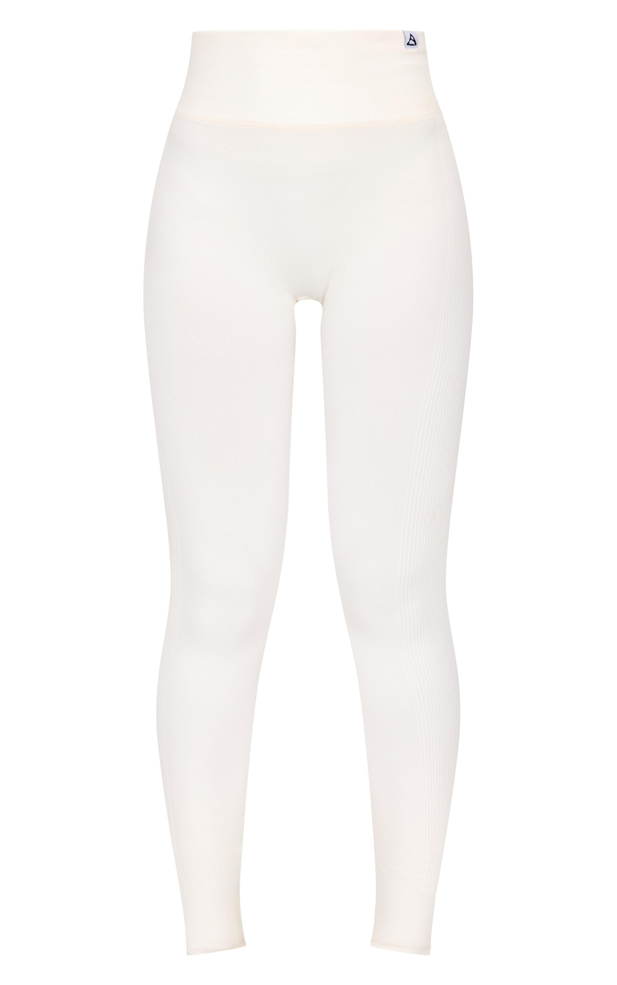 Cream Ribbed Detail Gym Leggings Product Image