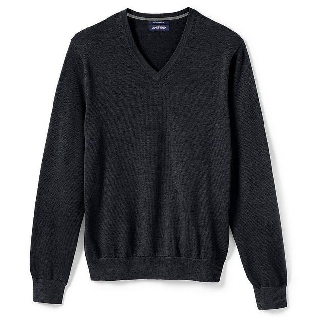 Lands End Mens Classic Fit Fine Gauge Supima Cotton V-neck Sweater Product Image