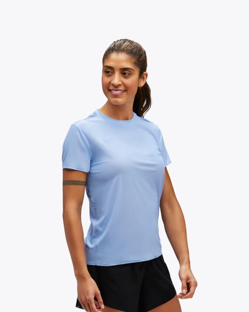 HOKA Womens Airolite Run Short Sleeve Shirt in Mirage, Size XXL Product Image