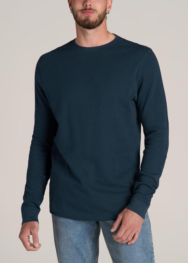 Double Honeycomb Thermal Crewneck Extra-Long Top in True Navy Product Image