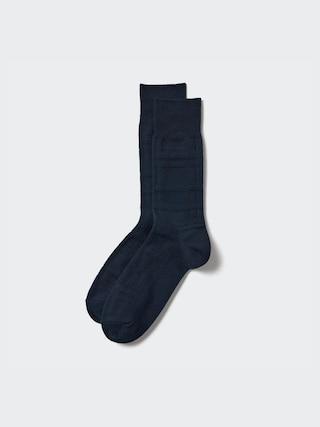 Mens Links Checked Socks with Deodorizing Navy US8-US11 UNIQLO US Product Image