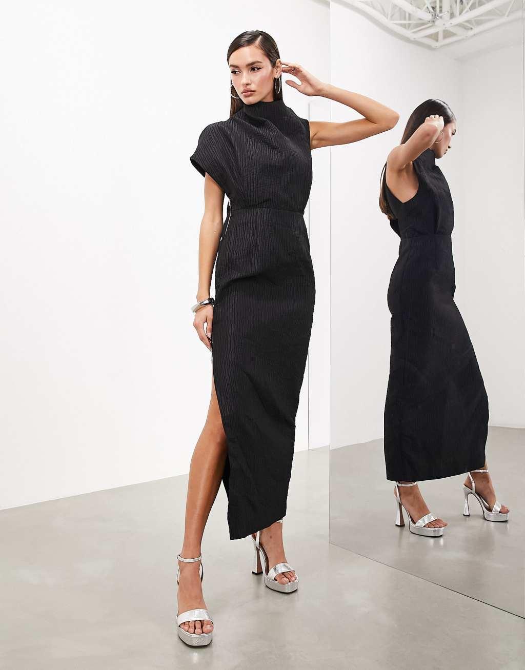 ASOS EDITION statement textured high neck sleeveless maxi dress Product Image