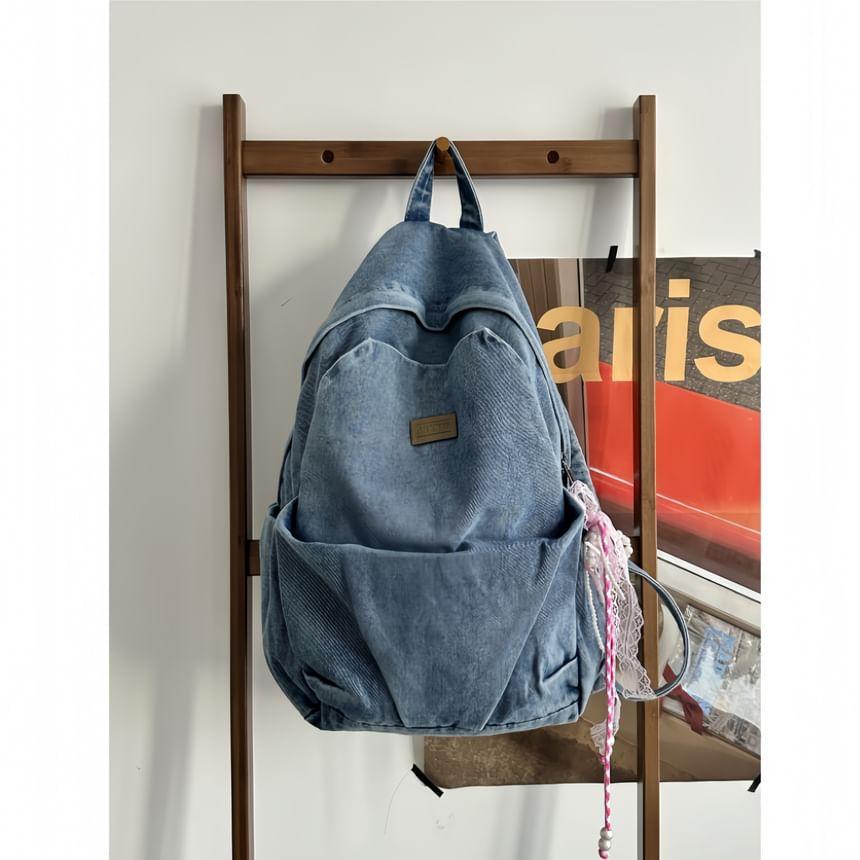 Applique Denim Backpack Product Image