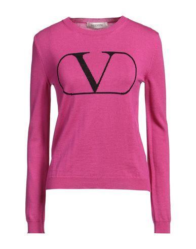 VALENTINO Women's Logo Crewneck Sweater In Pink Product Image