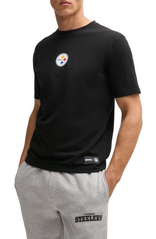 HUGO BOSS Boss X Nfl Stretch-cotton T-shirt With Special Branding In Steelers Product Image