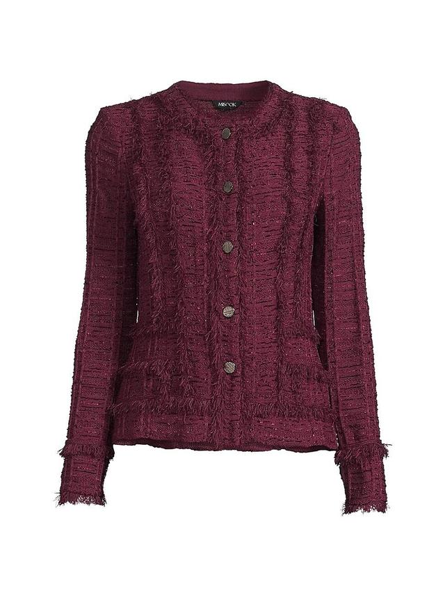 Womens Fringed Crewneck Jacket Product Image