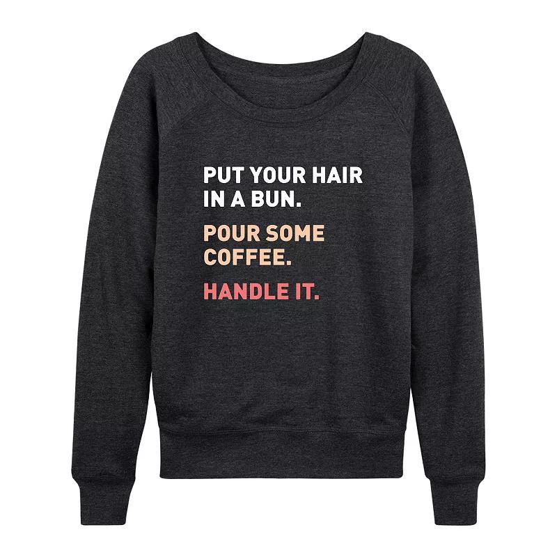 Womens Bun Coffee Handle It Lightweight French Terry Sweatshirt Heather Grey Product Image