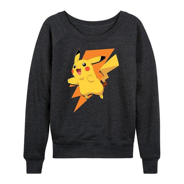 Womens Pokemon Pikachu Bolt Slouchy Graphic Sweatshirt Heather Grey Product Image