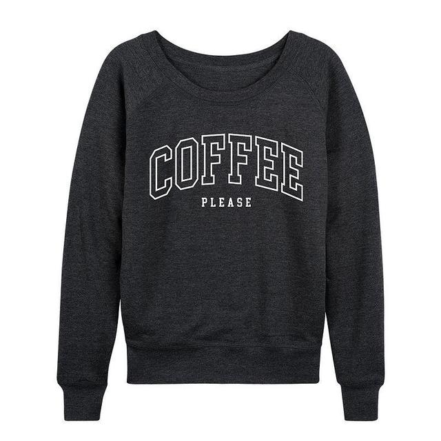 Womens Coffee Please Slouchy Graphic Sweatshirt, Girls Heather Grey Product Image