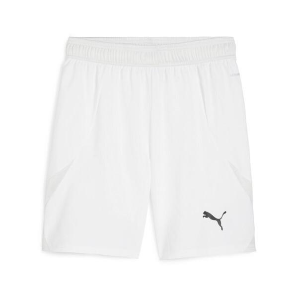 PUMA teamFINAL Men's Soccer Shorts in White/Black/Feather Grey Product Image