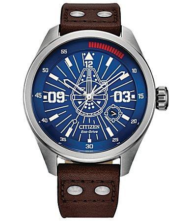 Citizen Mens Star Wars Collection Han Solo Three Hand Brown Leather Strap Watch Product Image