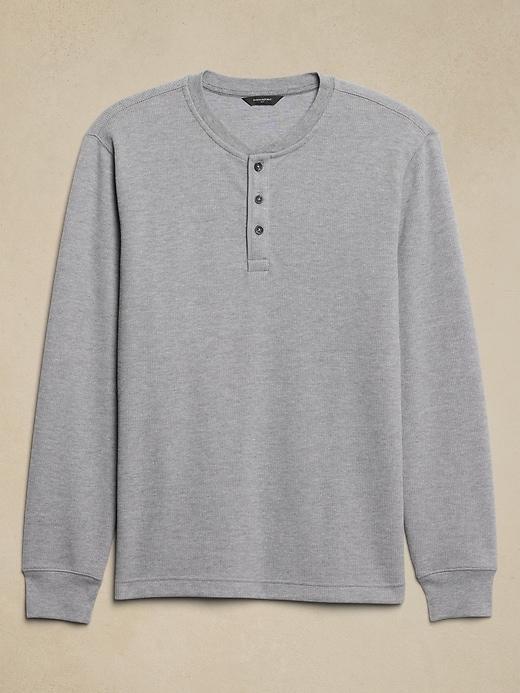 Waffle Knit Thermal Henley Product Image