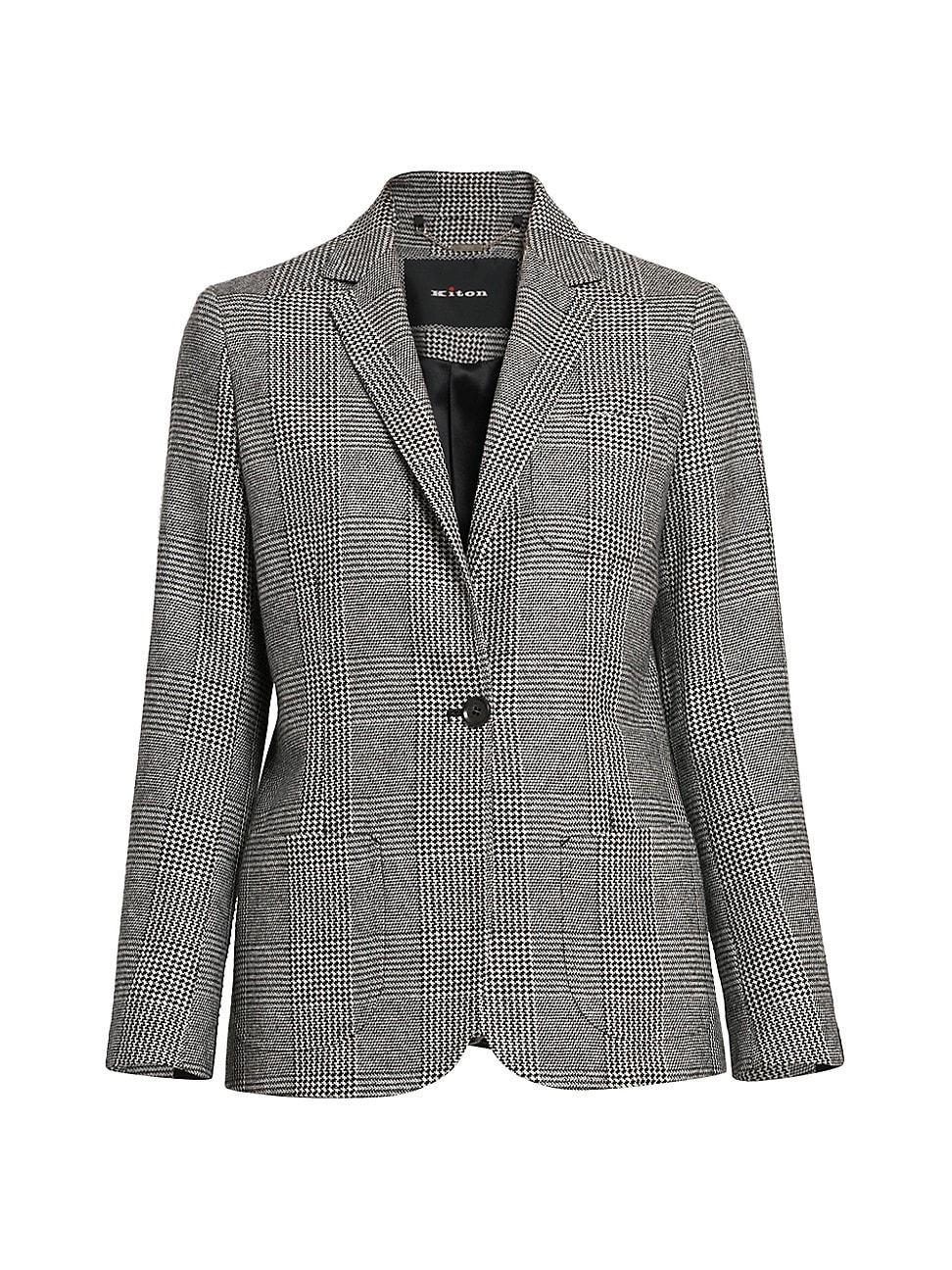 Womens Glen-Check Cashmere Blazer Product Image