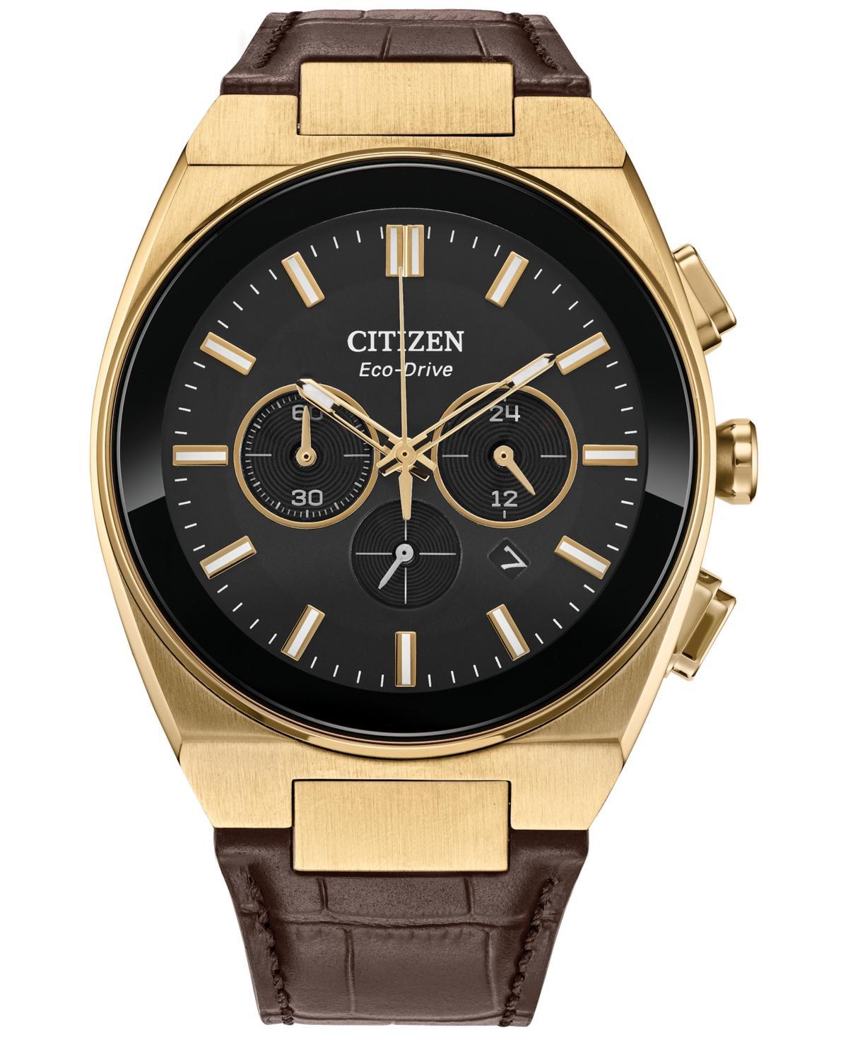 Men's Citizen Axiom Watch in Rose-Tone Stainess Steel with Brown Leather Strap (Model: Ca4583-01E) Product Image