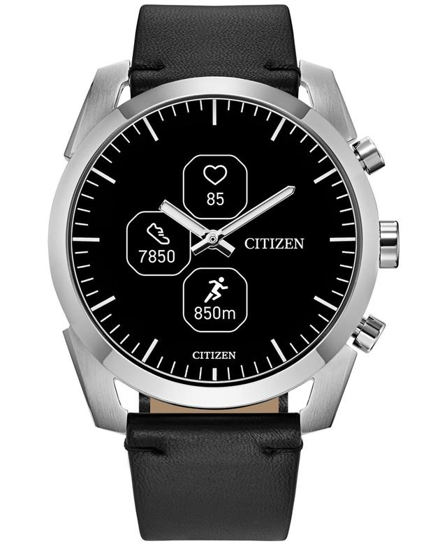 Citizen Mens Cz Smart Hybrid Sport Black Leather Strap Smart Watch 43mm Product Image