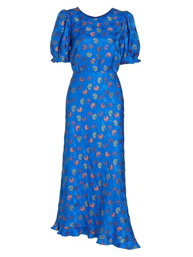 Womens Vida Silk-Blend Paisley Jacquard Maxi Dress Product Image