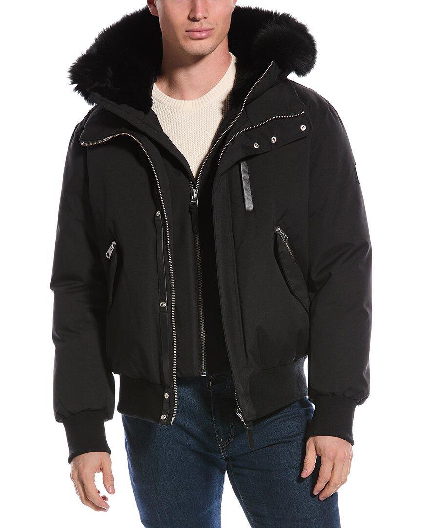 Dixon Leather-trim Down Coat In Black Product Image