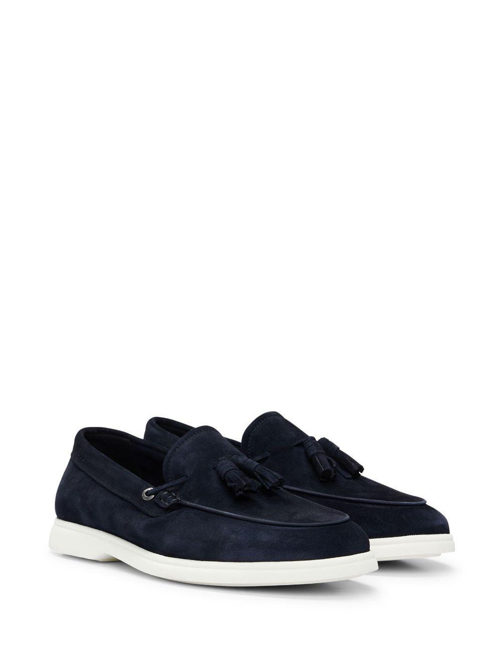 Tasselled Suede Loafers In Blue Product Image