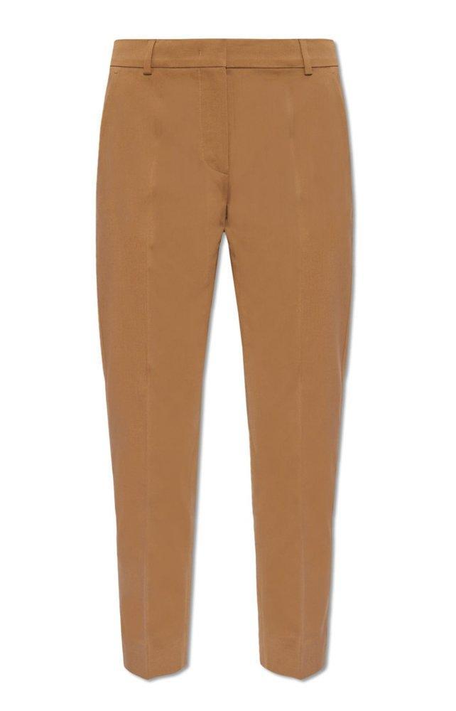 Tapered Cropped Trousers In Brown Product Image