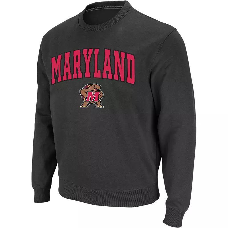 Mens Colosseum Charcoal Maryland Terrapins Arch & Logo Crew Neck Sweatshirt Product Image