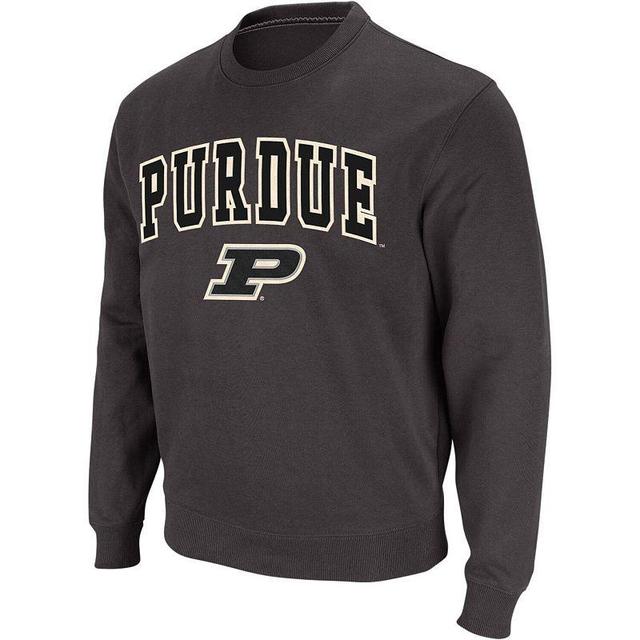 Mens Colosseum Charcoal Purdue Boilermakers Arch & Logo Crew Neck Sweatshirt Product Image