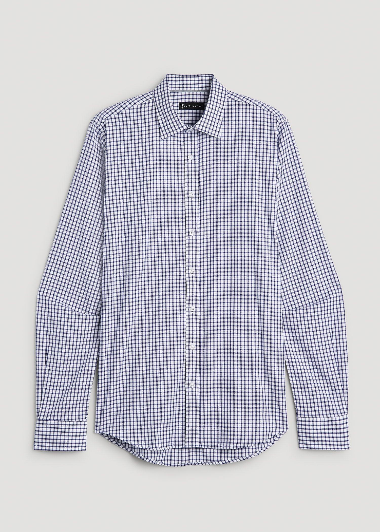 Oskar Button-Up Dress Shirt for Tall Men in Bright Blue Grid Product Image