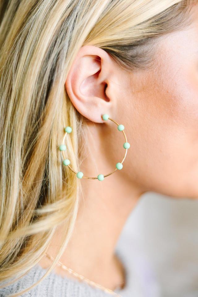 Peppy Fun Mint Green Hoop Earrings Female Product Image