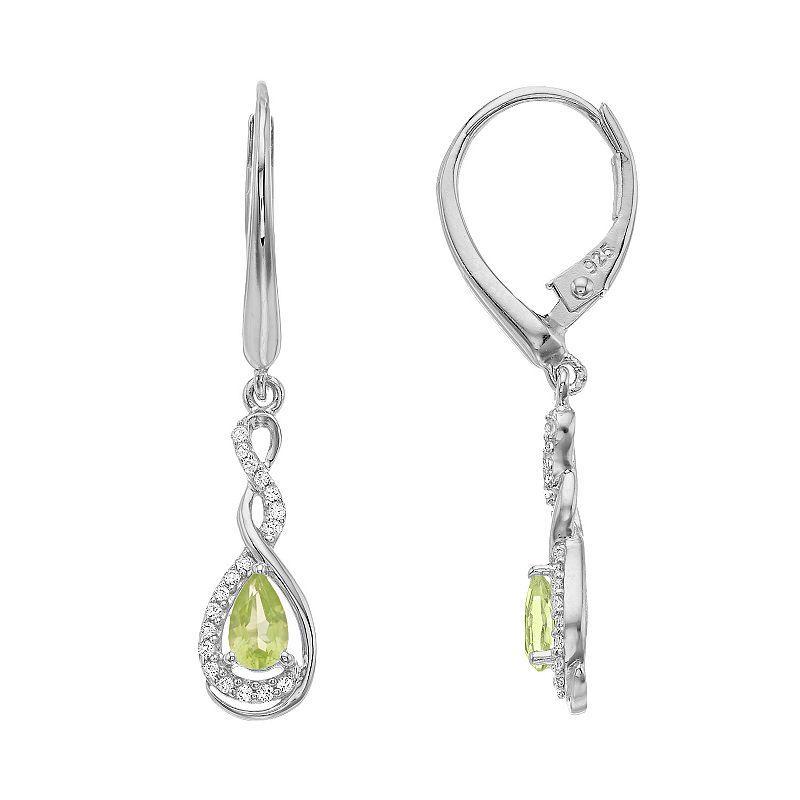 Sterling Silver Peridot & Lab-Created White Sapphire Drop Earrings, Womens Product Image