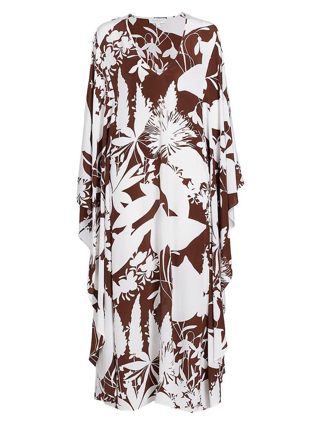 Womens Floral Silk V-Neck Caftan Product Image