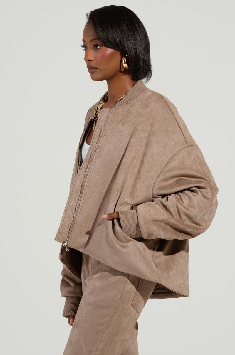 SOFIA FAUX SUEDE BOMBER Product Image