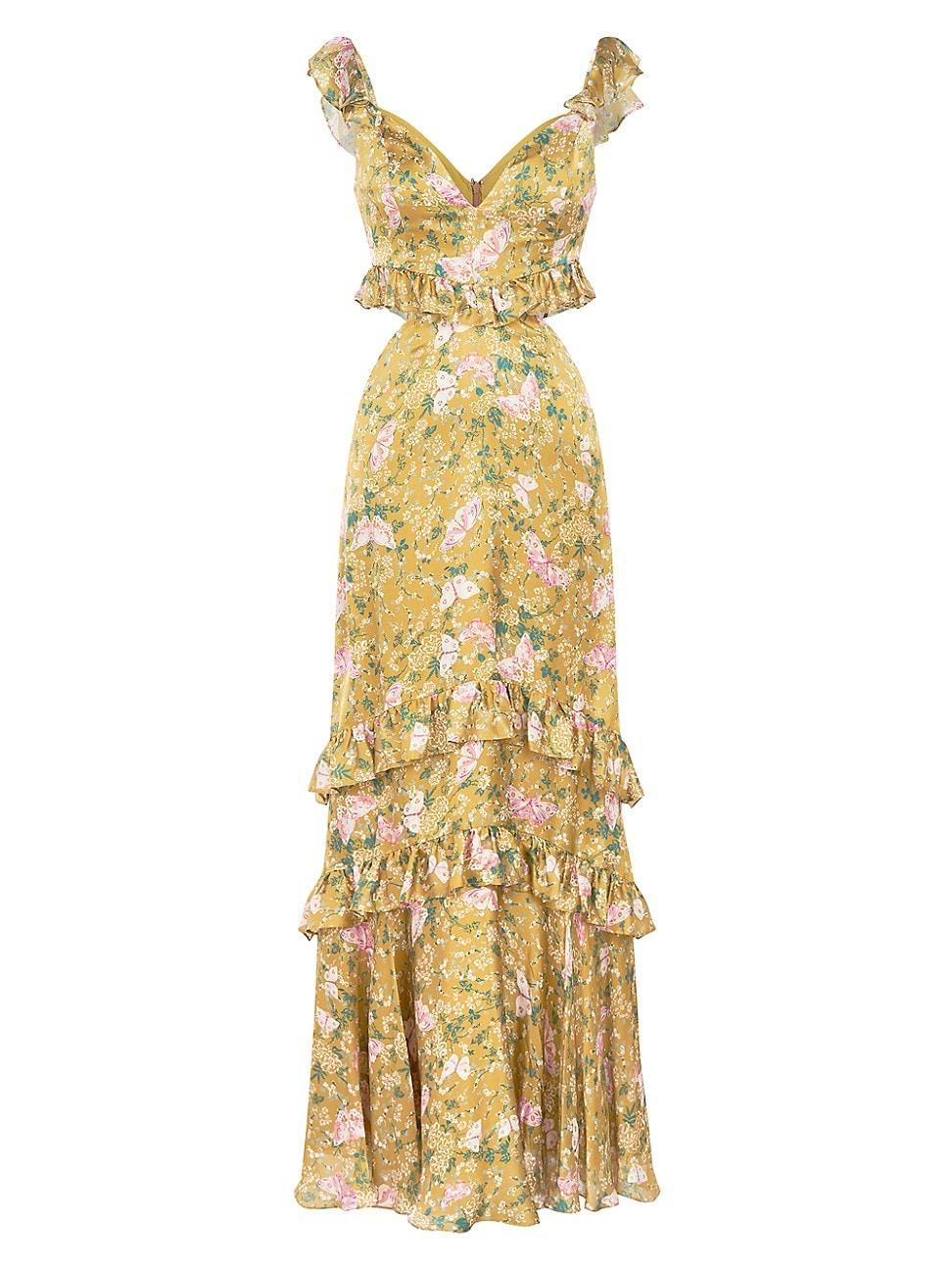 Womens Magnolia Silk Floral Cut Out Gown Product Image