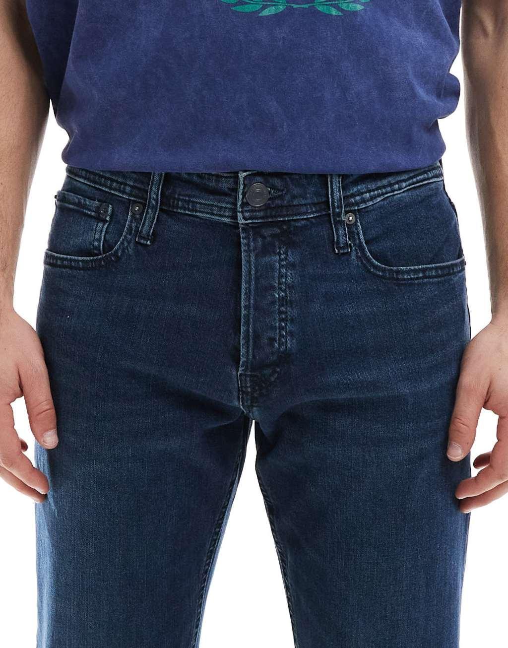 Jack & Jones Mike tapered jeans in dark blue wash  Product Image