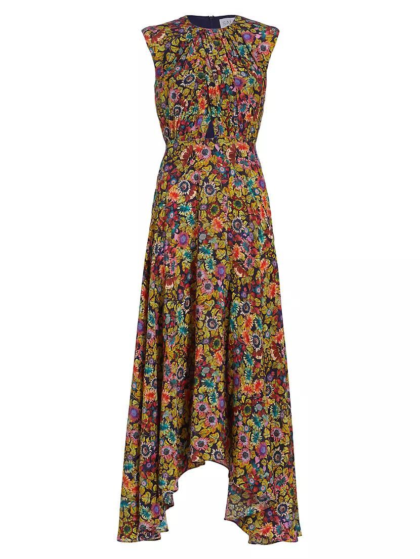 Divya Floral Silk Midi-Dress Product Image