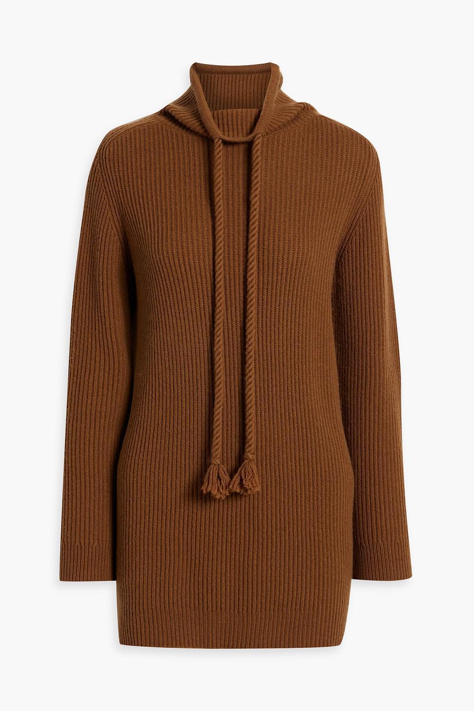 Tasseled Wool And Cashmere-blend Turtleneck Sweater In Brown Product Image